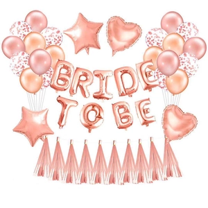 Collezione di Palloncini in Alluminio con Lettere BRIDE TO BE Oro Rosa per Decorazione Festa di Matrimonio Fidanzamento Cuore Stella Coriandoli Lattice