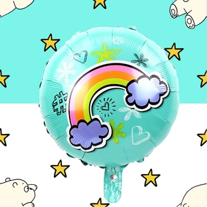 Ballon en aluminium bleu 18 pouces avec arc-en-ciel pour fête de bébé et anniversaire
