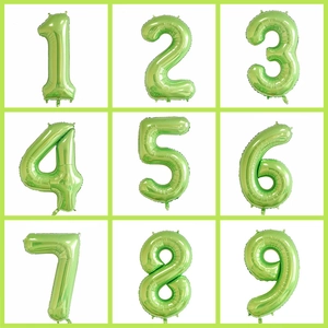 Large Fruit Green Number Foil Balloon Metallic Mylar Digital Balloon For Birthday Wedding Jungle Theme Party Decoration