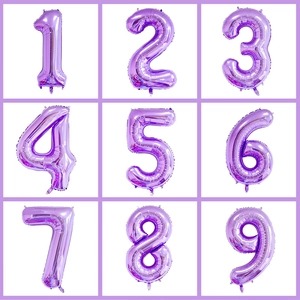 Large Purple Number Foil Balloon Metallic Number Shape Aluminum Foil Balloon For Birthday Wedding Anniversary Party Decorations