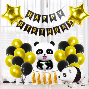 Kit décoration anniversaire thème panda avec ballons en aluminium et bannière de fête