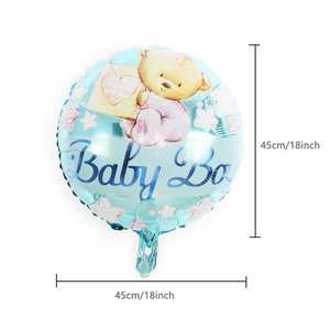 Ballon rond 18 pouces Baby Boy en aluminium avec motif ours pour décoration de fête