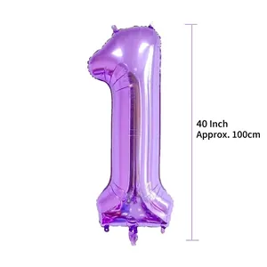 40-inch large purple foil number 1 balloon for birthday party and wedding decoration