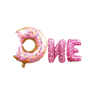 Kit de ballons ONE en aluminium motif donut rose pour déco d'anniversaire bébé