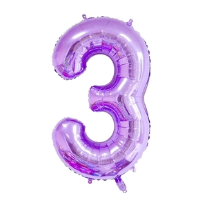 40-inch purple metallic number 3 foil balloon for birthday and wedding party decorations