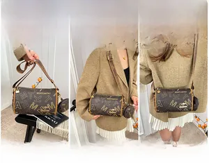Three ways to wear the brown monogram pillow bag with adjustable wide strap and coin purse