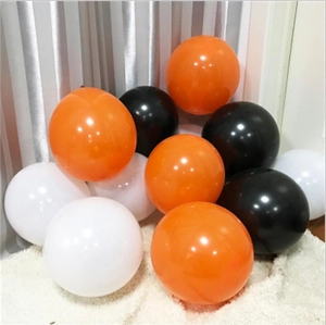 Orange black and white 10 inch latex balloons for Halloween party decoration set