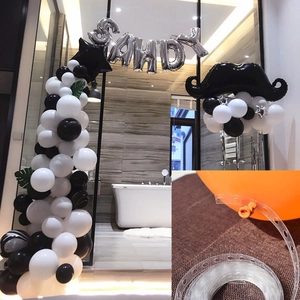 5m balloon arch kit with transparent strip and black white silver balloons