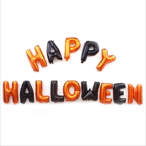 Happy Halloween orange and black foil letter balloon set for festive party wall decoration