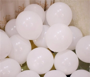 Close-up of premium white round latex balloons for party and event decoration
