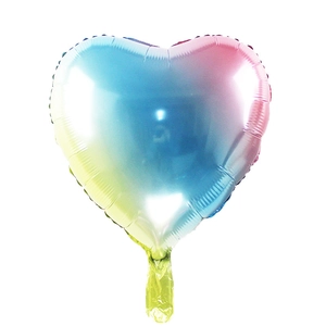 18-inch heart-shaped rainbow gradient foil balloon with metallic finish for party decor