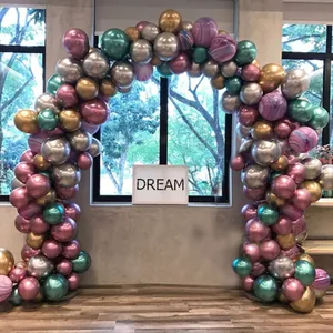 12-inch metallic latex balloon arch kit with gold, pink, and marble balloons for parties