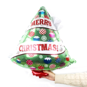 Weihnachtsbaum Aluminiumfolie Ballon Merry Christmas Bedruckt Grün Festlicher Ballon Für Party Mall Home Dekoration