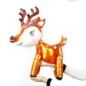 Ballon en Aluminium 3D Renne Debout Dessin Animé Mignon Daim Ballon à Air pour Décoration de Noël Anniversaire Fête