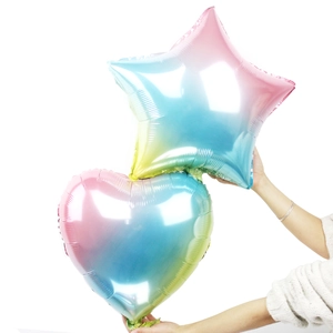 Gradient Rainbow Foil Balloons Star Heart Round Shaped Metallic Mylar Balloons For Birthday Wedding Party Celebration Decoration