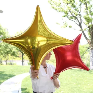Metallic Four-Pointed Star Aluminum Foil Balloon For Birthday Wedding Party Decoration Glossy Mirror Star Shape Balloon