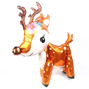 Ballon en aluminium cerf 3D debout orange à pois blancs pour décoration de fête