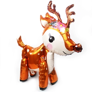 Ballon 3D renne en aluminium orange à pois blancs pour décoration de fête et Noël