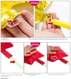 Step-by-step guide for inflating and deflating aluminum foil balloons with straw