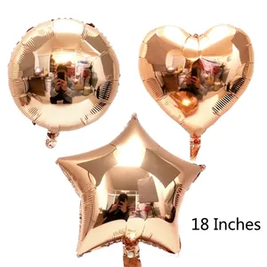 18 Inch Rose Gold Aluminum Foil Balloon Heart Round Star Shape For Birthday Wedding Engagement Party Decorations