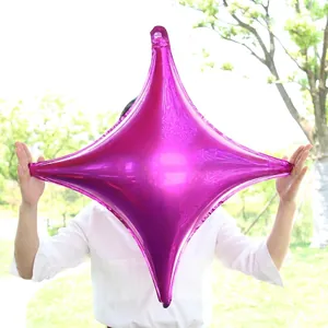Large 26-inch rose red star-shaped foil balloon with metallic finish for party decor