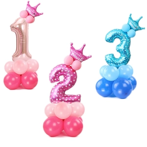 Palloncini a forma di numeri da 32 pollici con corone per feste di compleanno bimbi