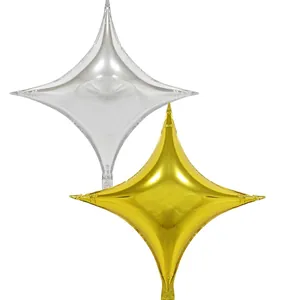 Metallic Four Pointed Star Aluminum Foil Balloon Glossy Mylar Star Balloon For Wedding Birthday Party Festival Decoration Supplies