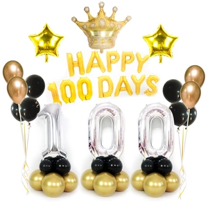 Set palloncini dorati con scritta 100 giorni e colonna di numeri per festa di bambini