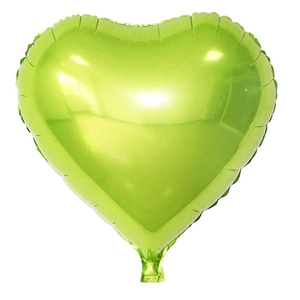 Metallic lime green heart-shaped foil balloon for wedding and party decorations