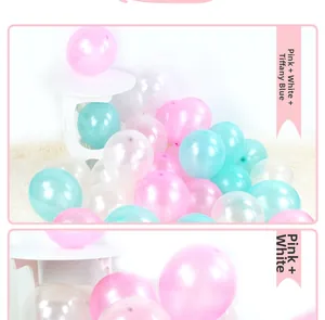Mix of pearlescent pink, white and tiffany blue latex balloons for party decoration