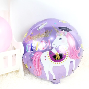 18 inch round unicorn graduation foil balloon with Congrats GRAD message for party decor