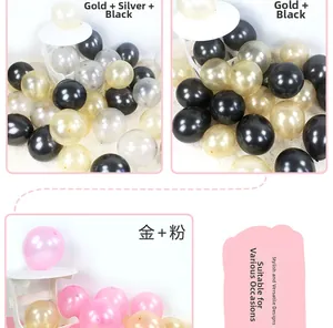 Metallic pearl latex balloon set in gold, silver, black and pink for party decor