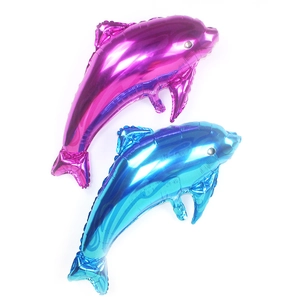 Delfin-Folienballons in Blau und Rosarot für Geburtstagsdeko im Ozean-Thema