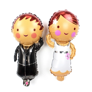Miniature groom and bride cupid foil balloons for wedding party room decorations