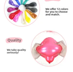 Macro view of 12 colorful latex balloons showing high elasticity and durable material