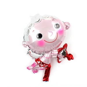 Mini Cupid foil balloon for wedding party decor with heart pattern and silver wings