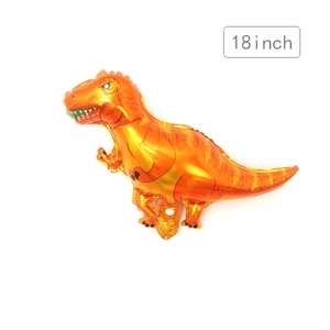 Orange 18 inch T-Rex dinosaur foil balloon with realistic scale texture for party decor