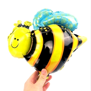 Cartoon bee shape foil balloon with yellow black stripes for kids birthday party decor