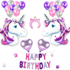 Set decorativo per compleanno a tema unicorno con palloncini, cerchietto e striscione