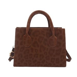 Trendige Handtasche mit braunem Leopardenmuster, Rundgriffen und verstellbarem Gurt