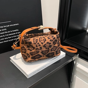 Damen Umhängetasche Mit Leopardenmuster Retro Mode Stoff Kissentasche Mit Metallschloss Elegante Alltag Schultertasche