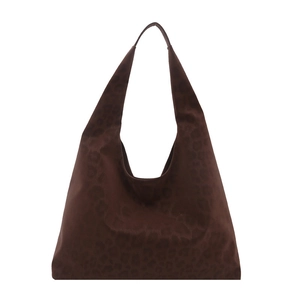 Bolso tote retro jacquard leopardo café oscuro con silueta hobo espaciosa para mujer