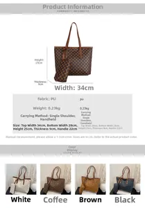 Spécifications détaillées du grand sac cabas vintage avec petite pochette interne