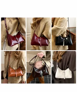 Detailed grid view of stylish dumpling underarm bags in six autumn winter color options