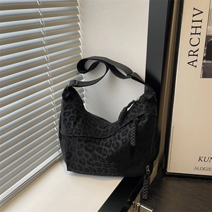 Vintage Leopard Print Crossbody Bag For Women Trendy Hobo Bag With Wide Adjustable Strap And Woven Pullers Fashion Shoulder Bag