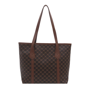Large capacity vintage brown tote bag with classic pattern print and double shoulder straps