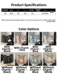 Tableau des tailles détaillé pour tote bag matelassé avec quatre options de couleur