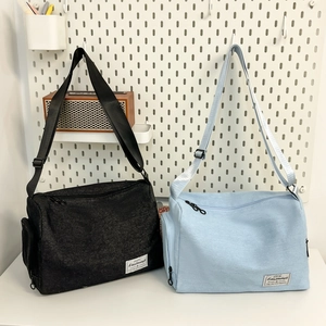 Sacs à bandoulière rétro en toile noir et bleu clair avec large sangle réglable
