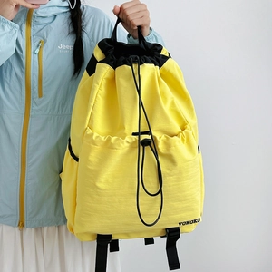 VOKOKO Casual Canvas Drawstring Backpack Lightweight Large Capacity Outdoor Travel Fitness Sports School Bag For Men Women