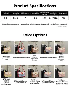 Size specifications and multi-color options for plaid PU leather crossbody bags